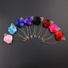 Ribbon Rose Flower Golden Leaf Brooch Pin for Men Women Silk Buttonhole Groomsmen Party Prom Suit Accessories - Image 1