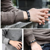 Punk Men Braided Blue Leather Bracelet Black Stainless Steel Magnetic Buckle Bracelet Gifts - Image 6
