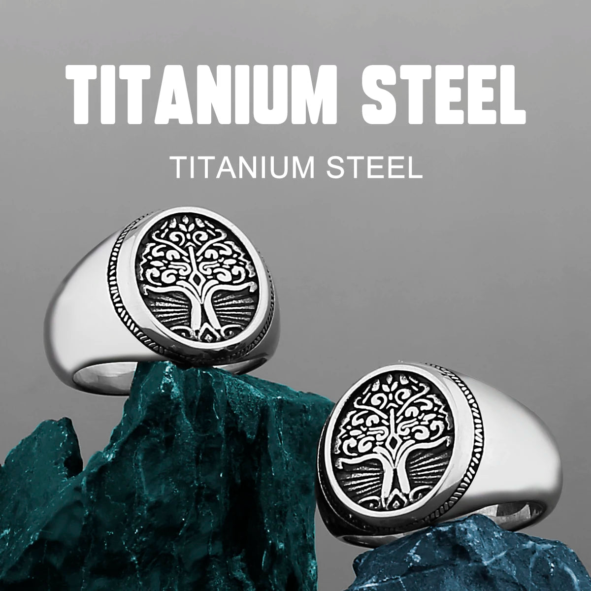 Stainless Steel Tree of Life Signet Ring Classic Men's Viking Amulet Ring Nordic Jewelry Gift - Image 1