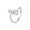 Buyee Silver Female Ring Finger White Zircon A-Z Letter Open Ring for Women Party Jewelry Circle - Image 32