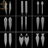 Long Tassel Drop Earrings for Women Silver Color Rhinestone Crystal Hanging Dangle Earring Bridal Wedding Jewelry - Image 1