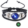 12 Zodiac Sign Glow in The Dark bracelet Bangle For Women Men Glass Constellations Charm Leather Rope Chains Jewelry - Image 17