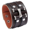 Leather Wide Cuff Bangles Punk Vintage Three Layers Wide Black Brown Men Jewelry Bracelets - Image 38