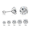 Round Cubic Zirconia Stud Earrings in Stainless Steel 3mm to 8mm - Image 6