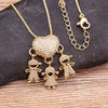 Family Pendant Necklace with Child Figure Combinations and Stone Accents - Image 9
