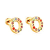 Stainless Steel Initials Letters A-Z Stud Earrings For Women Girls Gold Color Cubic Zirconia Small Mini Earrings Gifts - Image 31