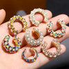 Colorful Rhinestone C-Shape Clip Earring without Piercing - Image 6