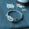 and old handmade butterfly silver inlaid Ruyi Hetian jade open bracelet retro ladies jewelry - Image 1