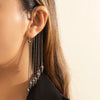 1PC Imitation Pearl Sequins Long Tassel Earrings Kpop Arc Ear Hanging Fake Cartilage Clip Earrings Jewelry Accessory - Image 5