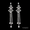 Long Tassel Drop Earrings for Women Silver Color Rhinestone Crystal Hanging Dangle Earring Bridal Wedding Jewelry - Image 32