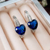 Blue CZ Heart Earrings for Women Simple and Elegant Wedding Accessories Silver Color Versatile Ear Jewelry Gift - Image 3