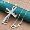 Silver 16-30 Inch Chain Cross Zircon Pendant Necklace For Woman Wedding Party Charm Jewelry - Image 7
