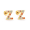 Stainless Steel Initials Letters A-Z Stud Earrings For Women Girls Gold Color Cubic Zirconia Small Mini Earrings Gifts - Image 14