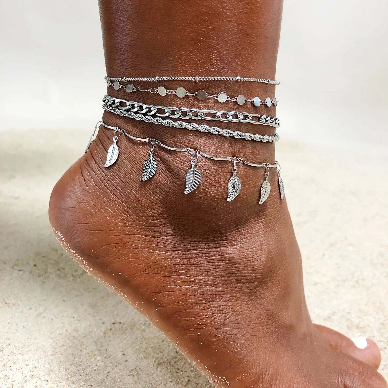 Beach Women Chain Anklet Stainless Steel Rope Twist Chain Link Ankle Summer Foot Bracelet Jewelry - Image 1