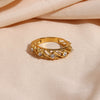 Thin Gold Plated Hollow Texture Natural Freshwater Pearl Rings For Women Stainless Steel Gold Ring - Image 13