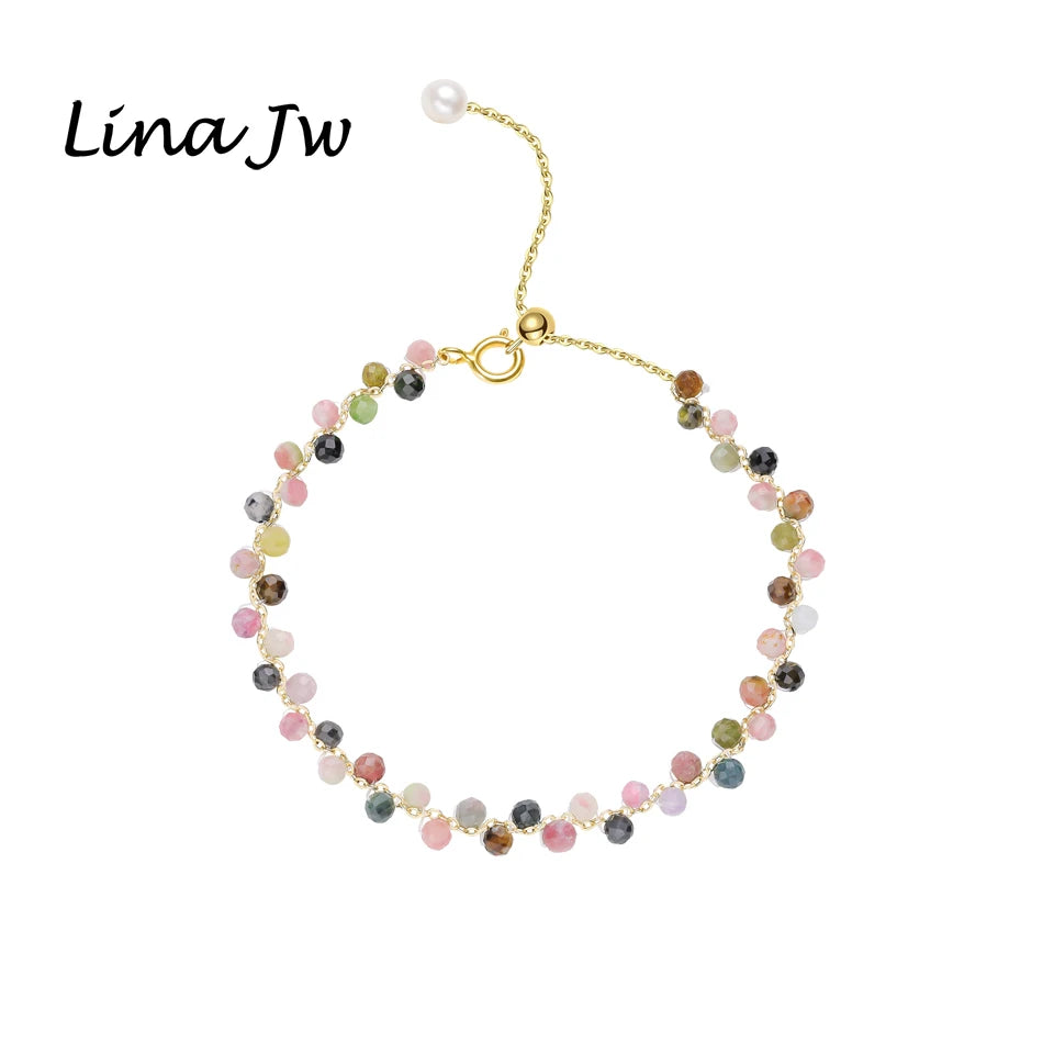 3MM Stone Tourmaline Bracelet on Hand For Women Jewelry Party Wedding Gift Amethyst Handmade Adjustable Bangle - Image 1