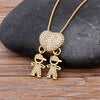 Family Pendant Necklace with Child Figure Combinations and Stone Accents - Image 7