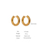 Stainless Steel Round Star CZ Hoop Earrings Cubic Zirconia Golden Huggie Texture Jewelry Gift - Image 6