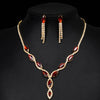 Gold Color Red Crystal Wedding Party Jewelry Sets for Women Accessories Charm Necklace Earrings Bridal Jewelry Sets - Image 1