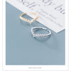 Modian Radiant Zircon V Shape Elegant Pearl Sterling Silver 925 Ring for Women Free Size Ring Luxury Wedding Gift Fine Jewelry
