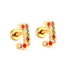 Stainless Steel Initials Letters A-Z Stud Earrings For Women Girls Gold Color Cubic Zirconia Small Mini Earrings Gifts - Image 26