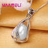 Elegant Gift Jewelry Sets for Women Female Silver Color Rotating Freshwater Pearl Pendant Necklace Huggie Earrings - Image 6