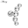 1PC Zircon CZ Leaf Heart Star Flower Ear Studs Cartilage Earring for Women Stainless Steel Small Ear Piercing Jewelry - Image 24