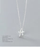 Modian Shiny Zircon and Glossy Cross Pendant Necklace for Women Pure 925 Sterling Silver Long Chain Necklace Jewelry