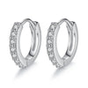 Earrings for Women Girls Simple Crystal Loop Hoop Silver Stamped Jewelry Wedding Engagement Accessory - Image 7