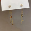 Korean Crystal Star Moon Dangle Earrings For Women Flowers Long Tassel Earring Party Jewelry Gifts - Image 1