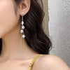 Women Resin Flower Rhinestone Tassel Long Earrings Drop Dangle Earrings Wedding Party Jewelry Accessories Gifts - Image 3