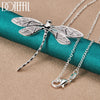 Doteffil Silver 40-75cm Chain Big Dragonfly Pendant Necklace For Women Wedding Engagement Party Jewelry - Image 6