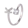 Buyee Silver Female Ring Finger White Zircon A-Z Letter Open Ring for Women Party Jewelry Circle - Image 26
