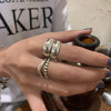 Ventfille Silver Thick Simple Wave Light-shaped Double-layer Rings Couple Ring Female Gift - Image 2