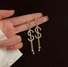 Letter D Asymmetric Long Tassel Zircon Earrings For Women Korean Sparkling Earrings Jewelry Party Gifts - Image 18