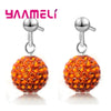 Silver Earrings Austrian Crystal Pave Disco Ball Hoop Lever Back Huggie Women Girls Jewelry - Image 21