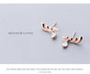 Modian Classic 925 Sterling Silver Angel Wings Rose Gold Color Charm Stud Earrings for Women Dazzling Cubic Zircon Jewelry