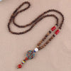 Vintage Handmade Necklace Nepal Buddhist Mala Wood Beads Pendant Necklace Ethnic Fish Horn Long Statement Men Women's Jewelry - Image 18