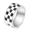 Classic Enamel Black White Checkerboard Grid Y2K Jewelry Chunky Rings For Women Stainless Steel Gemetric Dome Rings Accessories - Image 8