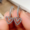 Hollow Out Heart Earrings for Women Full Dazzling CZ Silver Color/Gold Color Love Dangle Earrings Jewelry Gift - Image 2