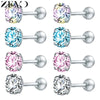 Zemo 3-8mm 316L Stainless Steel Crystal Studs Earrings with CZ for Women 4 Colors Rhinestone Earring Stud Party Ear Jewelry Gift - Image 1