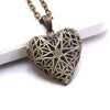 Heart Carved Flower Stripe Locket Pendant Necklace Women Vintage Ancient Brass Opening Photo Box Jewelry Romantic Gift - Image 2