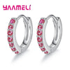 Earrings for Women Girls Simple Crystal Loop Hoop Silver Stamped Jewelry Wedding Engagement Accessory - Image 6