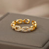 Classic Zircon Twist Chain Rings For Women Stainless Steel Elegant Couple Ring Wedding Jewelry Gift - Image 2