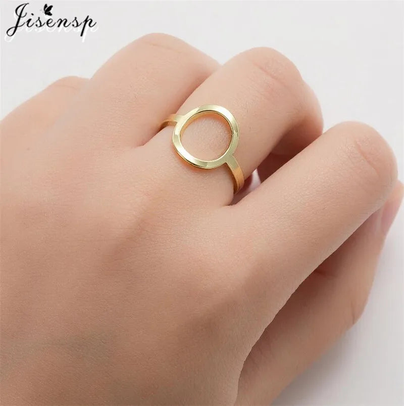 Stainless Steel Rings for Women Vintage Geometric Round Opening Adjustable Ring Stackable Midi Ringen Jewelry - Image 1