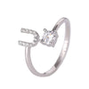 Buyee Silver Female Ring Finger White Zircon A-Z Letter Open Ring for Women Party Jewelry Circle - Image 16