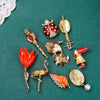 Vintage Palace Plant Flower Baroque Brooch Red Enamel Pearl Brooch Pin Woman Party Accessories - Image 3