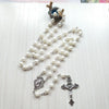 Long Pearl-Style Rosary Necklace with Cross Pendant - Image 8