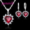 Wding Engagement Anniversary Gift Jewelry Sets Silver Color Stamped Heart Pendant Hoop Earrings for Women Girls - Image 4