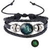 12 Zodiac Sign Glow in The Dark bracelet Bangle For Women Men Glass Constellations Charm Leather Rope Chains Jewelry - Image 40